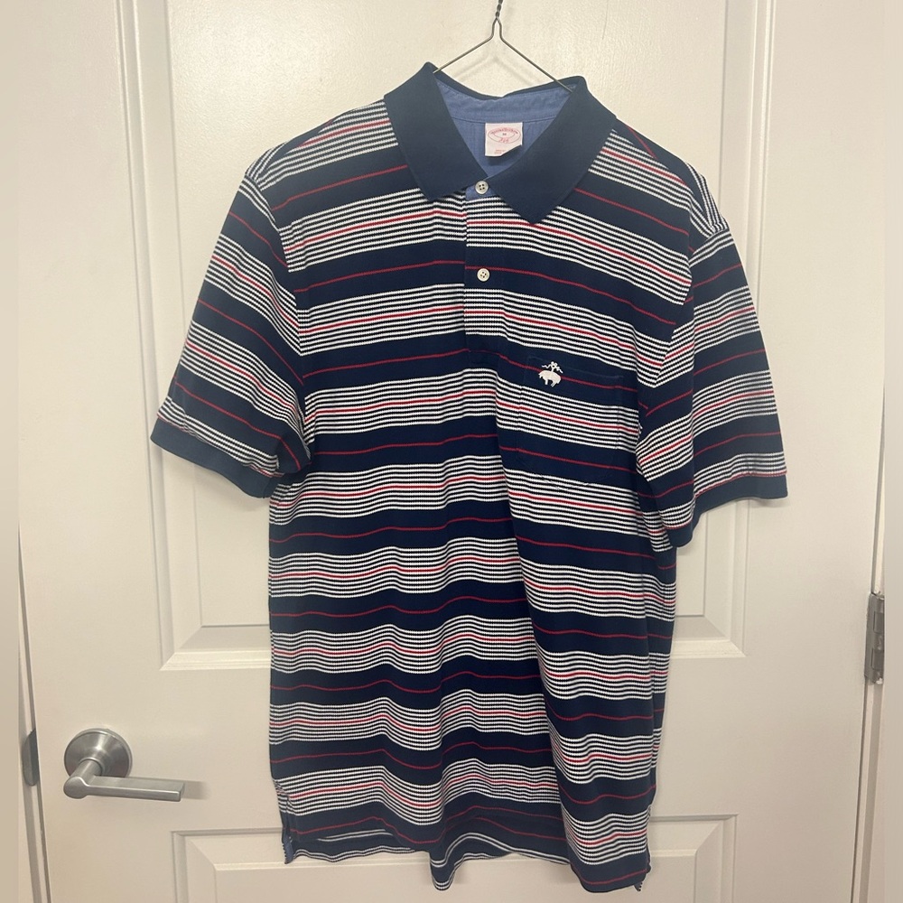 Brooks Brothers red, white and blue striped polo